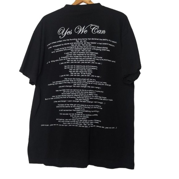 Barack Obama Yes We Can Mens XL T Shirt Black Graphic Gold Glitter USA President - Picture 3 of 8